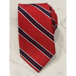 NWT Eagle Shirtmakers Striped Repp Silk Tie 60 x 3.5 Red Navy White